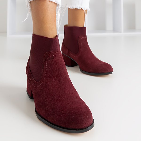 Maroon women's boots with flat heels Tarina - Shoes