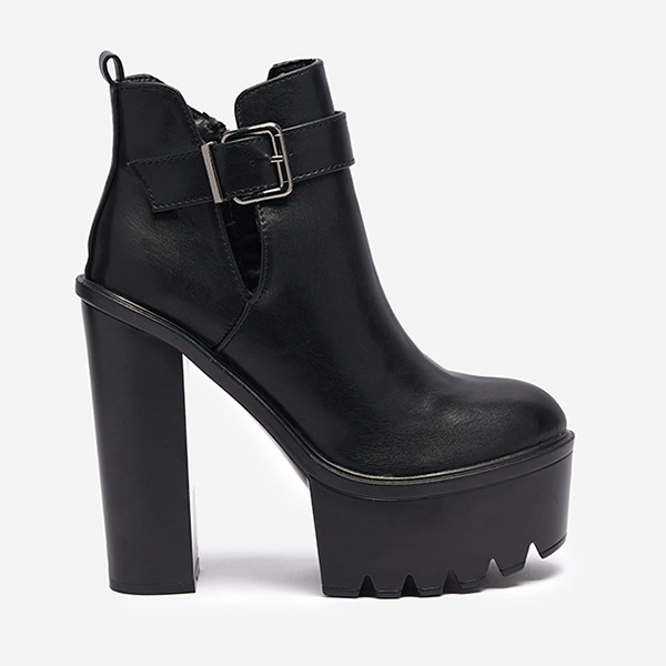 OUTLET Black women's eko leather boots on a post Deacy- Footwear