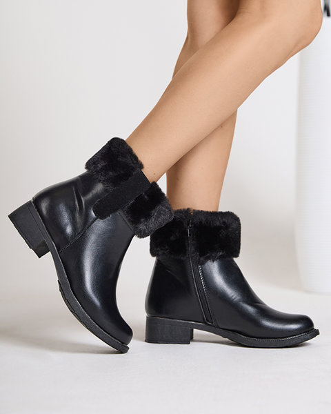 OUTLET Ladies' black boots with fur Sabola - Footwear