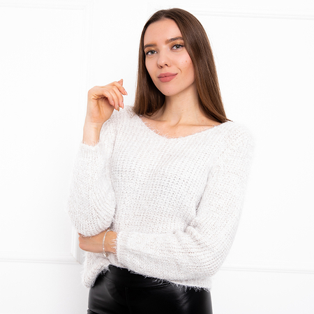 Beige women's sweater with a chain - Clothing