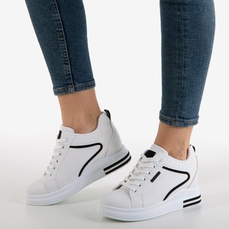 Black and white women's sneakers with an indoor wedge heel Marcja - Footwear