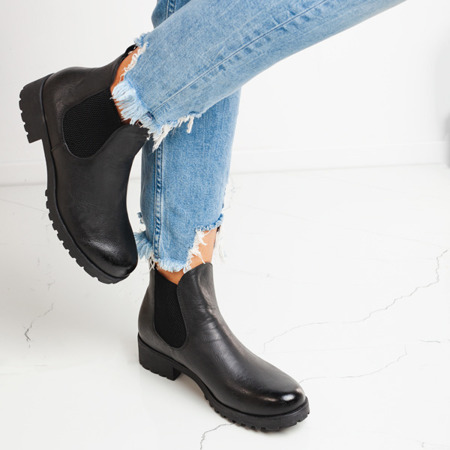 Black ankle boots with elastic cholewką Winona - Footwear