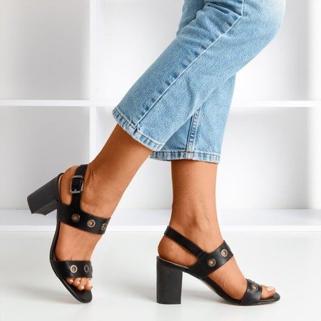 Black high heel sandals with Cangola cutouts - Footwear