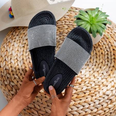 Black women&#39;s slippers with cubic zirconia Blink Blink - Footwear 1