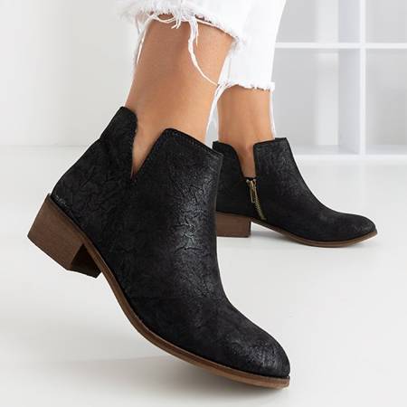 Black women's ankle boots with a flat heel Ballo - Footwear