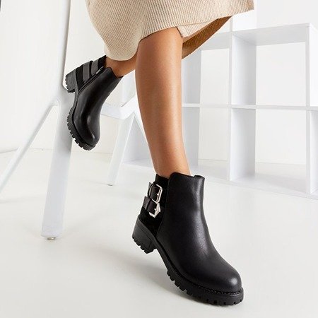 Black women's boots with Union buckles - Footwear