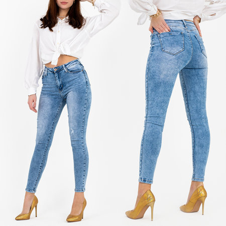 Blue women's push-up jeans - Clothing