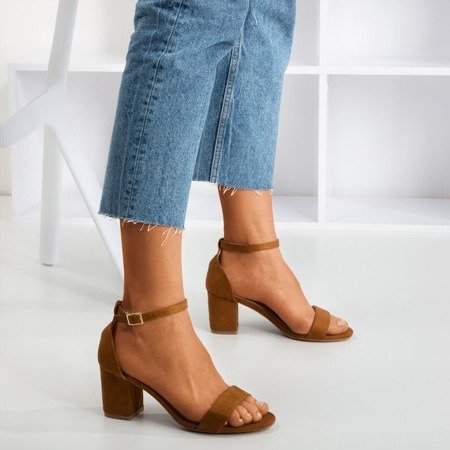 Brown women's sandals on a low post Puddin - Footwear
