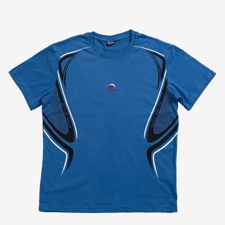 Dark blue men's cotton t-shirt with print - Clothing