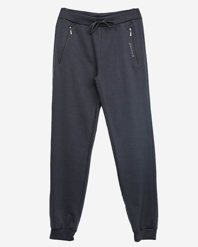 Dark gray men's sweatpants with an inscription - Clothing