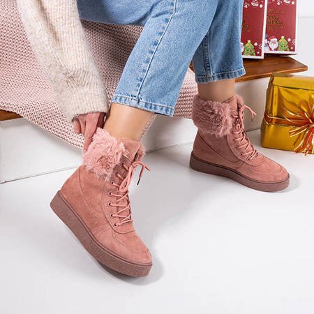 Dark pink lace-up women's snow boots Evitina - Footwear