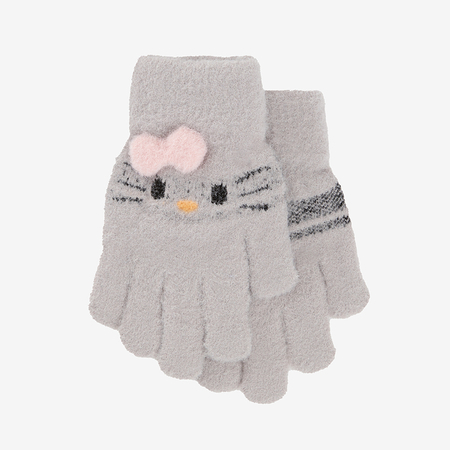 Gray girls 'gloves with a pattern - Accessories