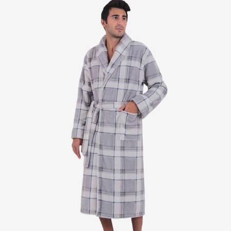 Gray men's checkered bathrobe - Clothing