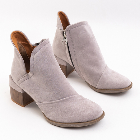 Gray women's boots on a low post Rosalines - Footwear