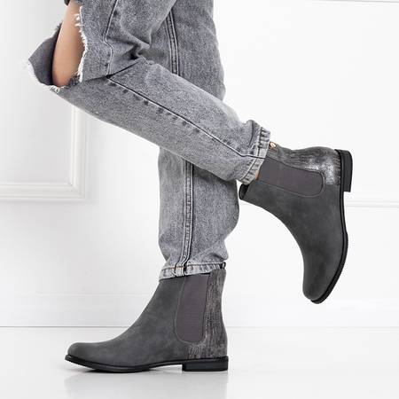 Gray women's boots with a flat heel Mostali- Footwear