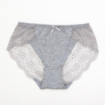 Gray women's panties with decorative lace - Underwear