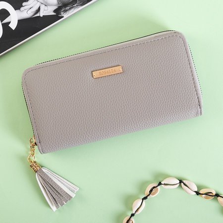 Gray women's wallet with tassels - Wallet