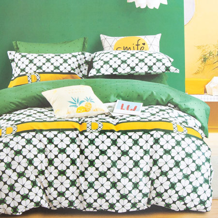 Green clover linen 160x200 3-piece set - Bed linen