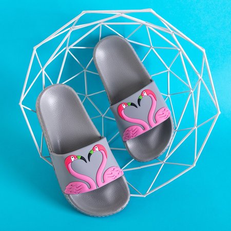 Grey children's flip-flops with flamingos Finnie - Footwear