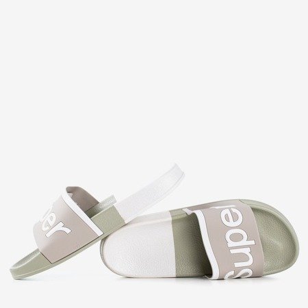 Grey men's flip-flops with Super lettering - Footwear