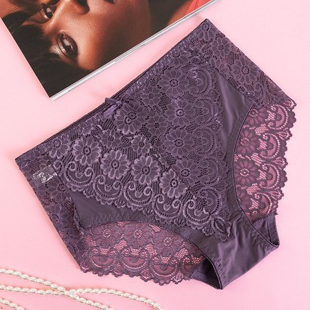 High dark purple lace panties for women - Underwear