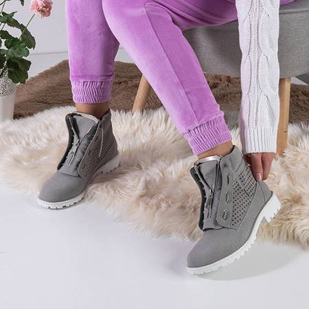 Ice Love gray women's openwork hiking boots - shoes
