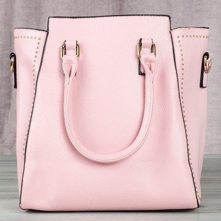 Ladies' pink bag with rhinestones - Handbags