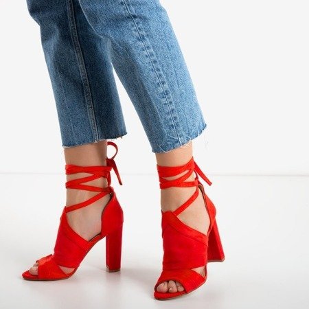 Ladies' red sandals on a high post with Lanaline shank - Footwear