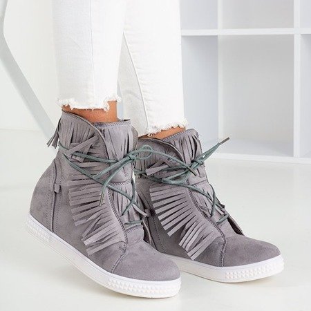 Light gray sneakers with a wedge heel with fringes Murine - Footwear