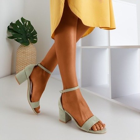 Light green sandals with low heels from Sandena - Footwear