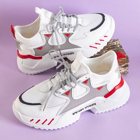 Men's white sneakers with red Gain elements - Footwear