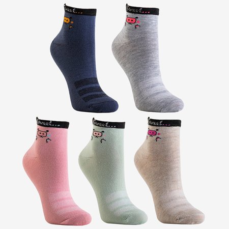 Multicolored women's ankle socks 5 / pack - Socks