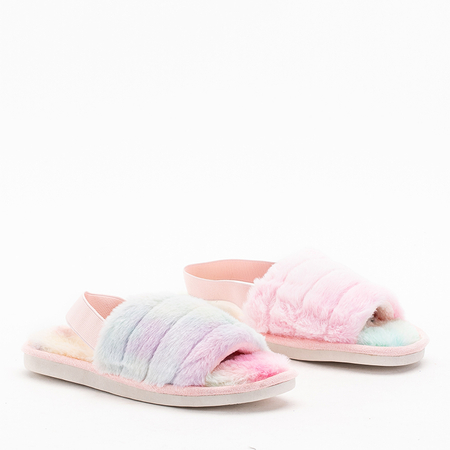 Multicolored women's fur slippers from Rewika - Footwear