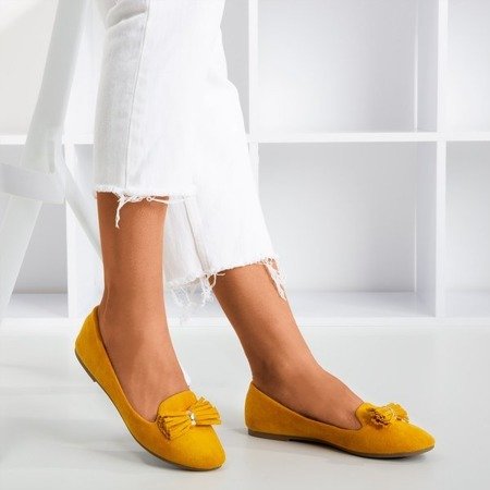 Mustard ballerinas with frallise decoration - Footwear