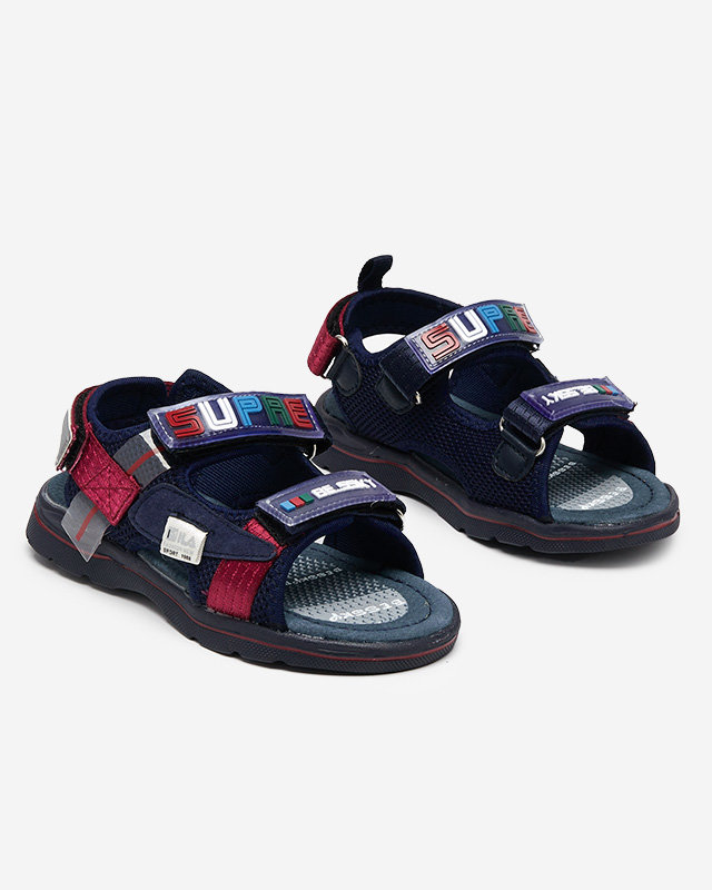 Navy blue children's sandals with patches Netiks - Footwear