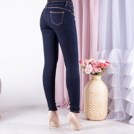 Navy blue high waisted trousers - Trousers