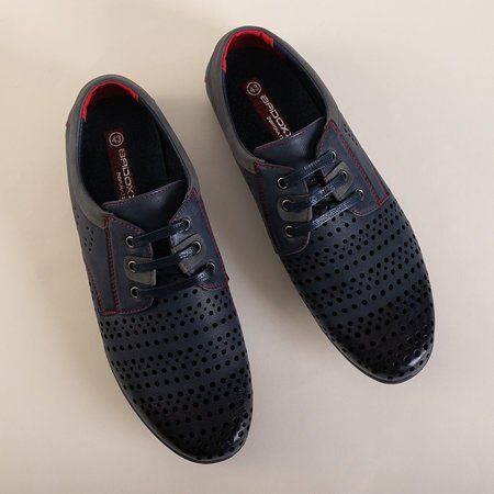 Navy blue men's shoes with a red thread Iona - Footwear