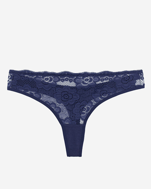 Navy blue single-color lace panties for women, thongs - Underwear