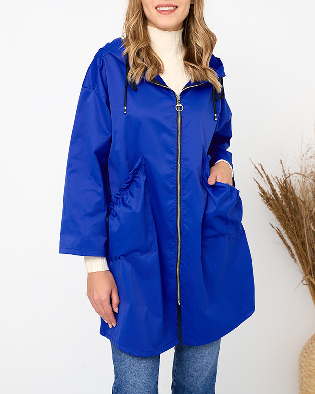 Navy blue women's coat jacket with hood- Clothing