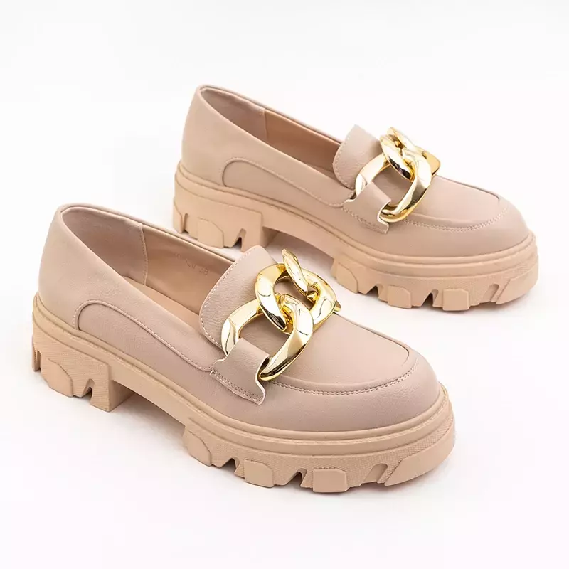 OUTLET Beige women's shoes made of eco-leather Aine - Footwear