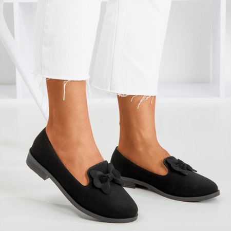 OUTLET Black moccasins with a Flavisa bow - Shoes