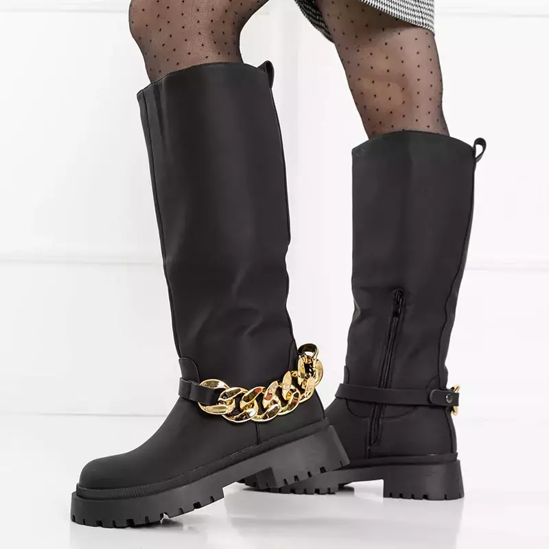 OUTLET Black women's knee-high boots Filusio - Footwear