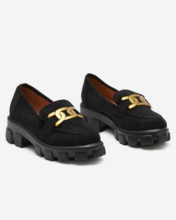 OUTLET Black women's shoes with a gold ornament Mukise - Footwear