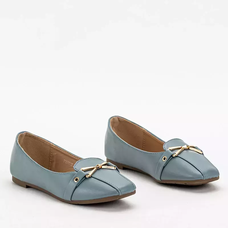 OUTLET Blue women's ballerinas with decoration on the nose Boner - Footwear