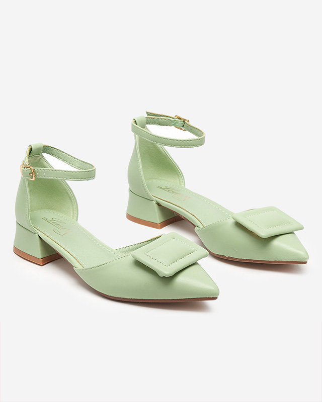OUTLET Green women's pumps with flat Beriji heels - Shoes