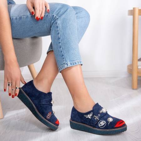 OUTLET Navy blue shoes with Lagerrla decorations - Footwear