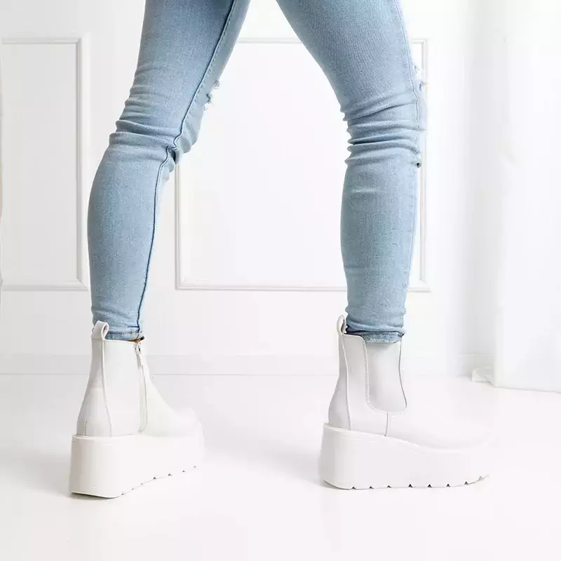 OUTLET White matte platform boots with elastic Xsai- Footwear insert