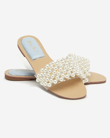 OUTLET Women's slippers with pearls and a blue insert Faldei - Footwear