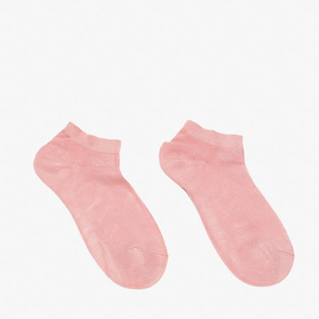 Pink bamboo women's ankle socks with embroidery - Underwear