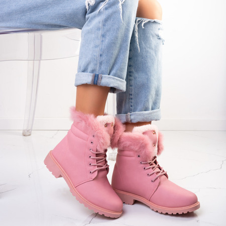 Pink boots with decorative fur Massinea - Footwear